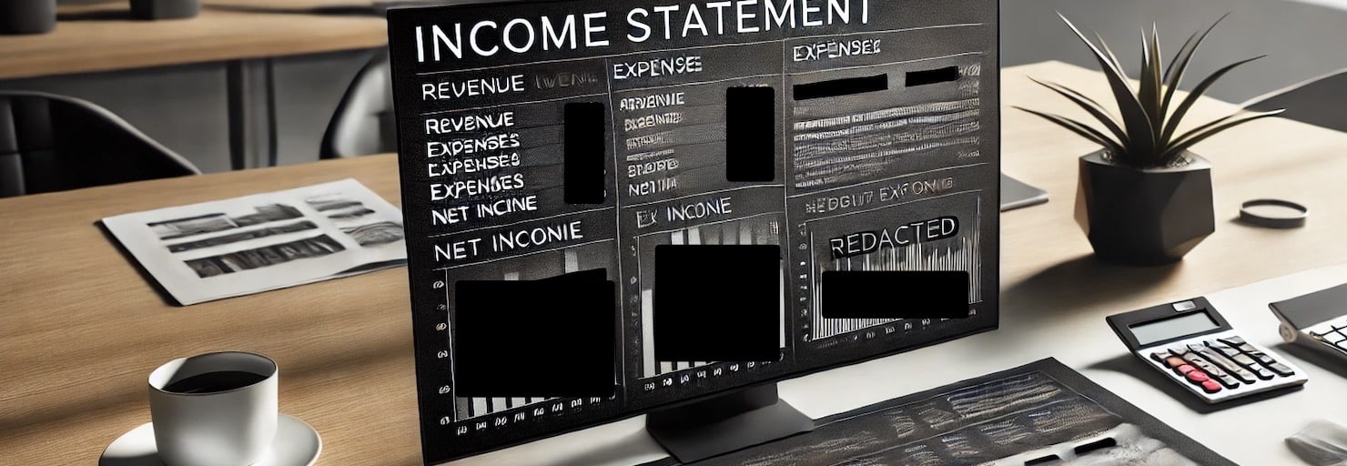 Image of a redacted income statement